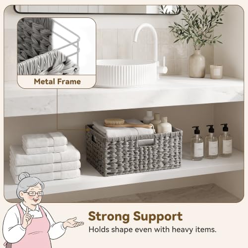 Wicker Baskets for Organizing (Gray / 16½"L x 13"W x 7½"H)