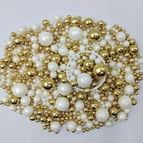Edible White Gold Sugar Pearls Candy Sprinkles 120G (White Gold)