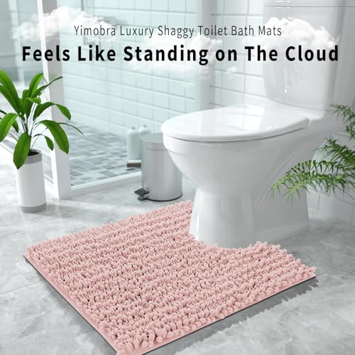 Toilet Rug U Shaped Washable 24x20 Inch (24" X 20" / Light Pink)
