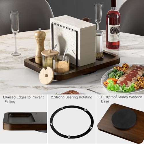 Rotating Napkin Holder for Table with Salt and Pepper Shakers Caddy (Brown)