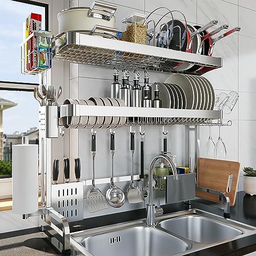 Over The Sink Dish Drying Rack (Silver / 3 Tier Style A)