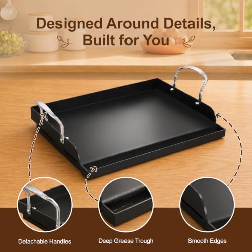 17" x 13" Nonstick Coated Cast Iron Grill Griddle (17" x 2.6" x 13")
