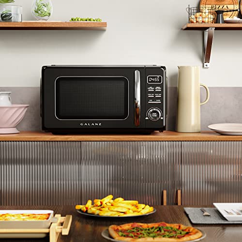 GLCMKZ11BKR10 Retro Countertop Microwave Oven with Auto Cook & Reheat (Black / 1.1 cu ft / Modern)