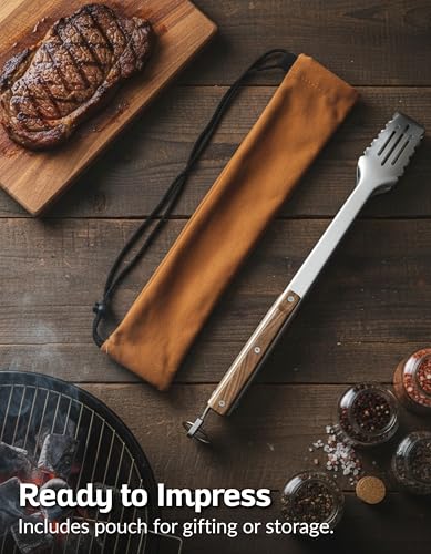 17 Inch Grill Tongs (Walnut Brown)