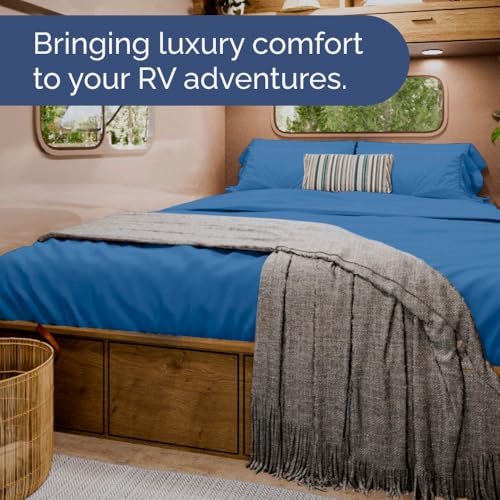 Short Queen Size 4 Piece Bed Sheet Set (19 - Royal Blue / Short Queen)
