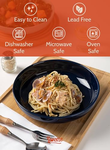 Pasta Bowls 30 Ounce Salad Serving Bowls Set of 6 (8.4 inches / Hot Assorted Colors)