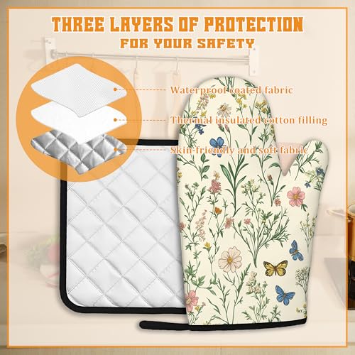 Wildflowers Oven Mitts and Pot Holders (4 Count)