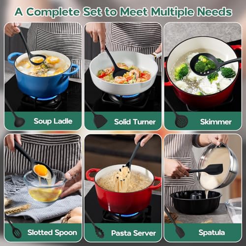 Silicone Cooking Utensils Set (Black)