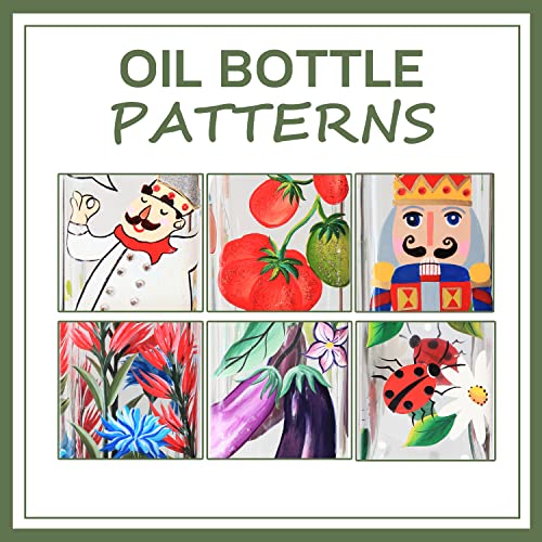 17oz Hand Painted Glass Olive Oil Bottle (Red and blue flower)