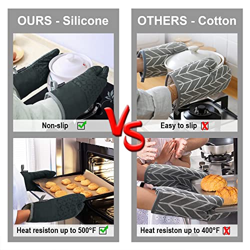 Oven Mitts and Pot Holders 6pcs Set (Deep Green)