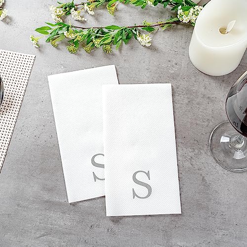Silver S White Linen Feel Guest Towel Napkin (Silver / 2000 Count / S)