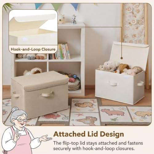 Memory Keepsake Storage Box (Ivory White&Khaki / Extra Large-2 Pack)