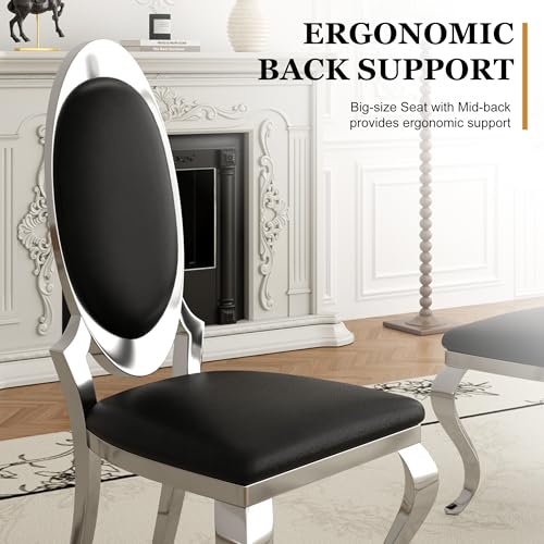 Modern Dining Chairs Set of 6 (Black/Silver / Set of 6)