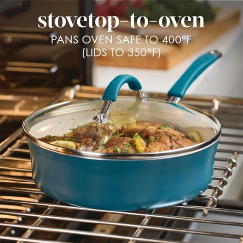 Cucina Ceramic Nonstick Saute Pan with Lid (Saute Pan (10") / Marine Blue)