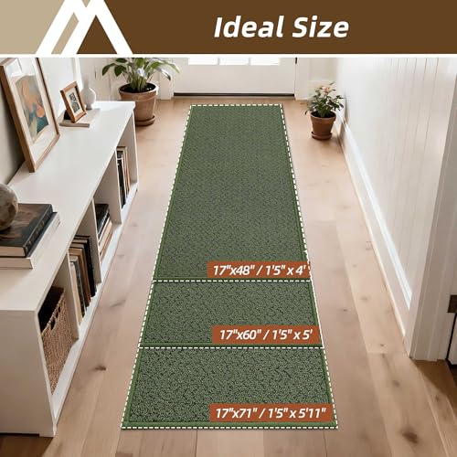 Dirt Trapper Door Mat 17"x48" Non Slip Washable Green (Green / 17" x 48")