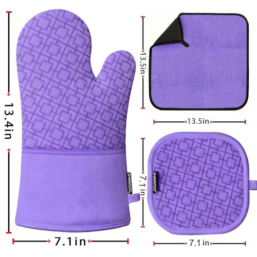 Oven Mitts and Pot Holders Sets 6pcs (Purple)