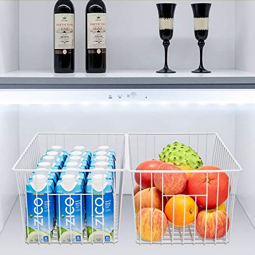 16inch Freezer Wire Storage Organizer Baskets (White)