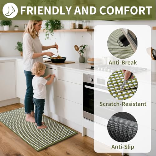 Long Kitchen Runner Rugs Kitchen Mat Non Slip Washable Blue 36"x71" (12.656 Sq Ft)