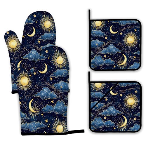 Starry Night Oven Mitts and Pot Holders Set (4 Count)