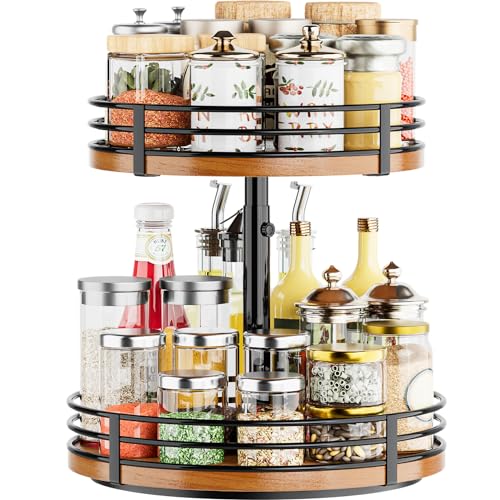 Lazy Susan Turntable Organizer Adjustable (12 inch 2 Tier)