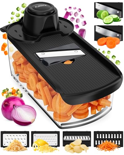 Pro Mandoline Vegetable Slicer & Grater with Container (6 in 1 / Black)