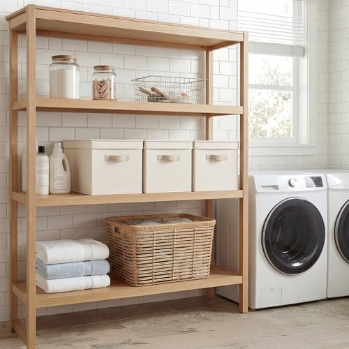 Fabric Storage Bins with Lids (Cream White / Jumbo)