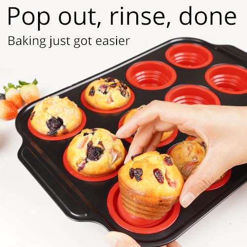 Silicone Muffin Pan for Baking with Metal Frame