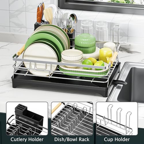 Dish Drying Rack for Kitchen Counter (Silver)