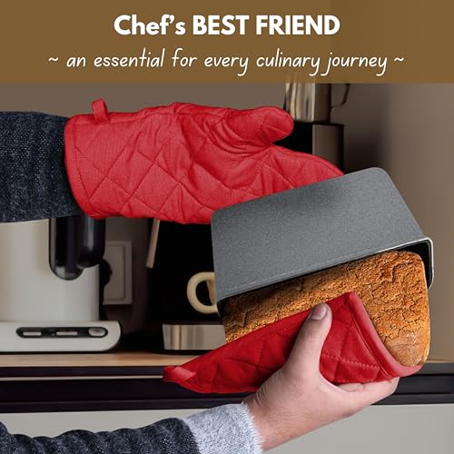 Pot Holders and Oven Mitts Sets for Kitchen Heat Resistant (Red)