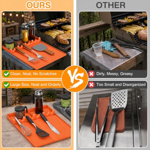 Silicone Griddle Tool Mat for Blackstone and Weber (Orange)