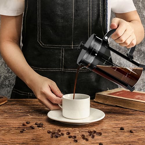 French Press Coffee Maker 304 Stainless Steel Coffee Press (Black / 21 oz)