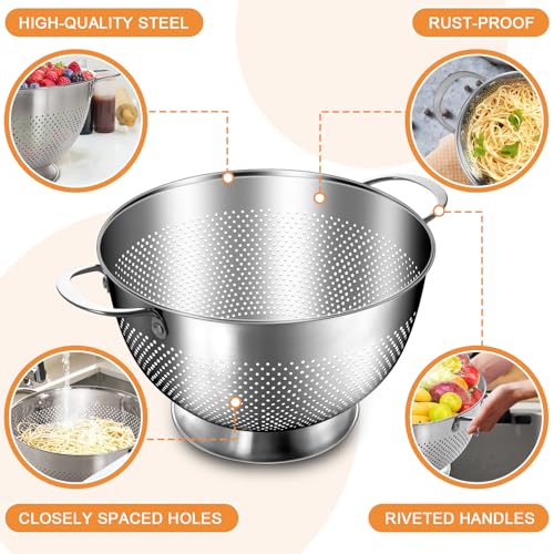Stainless Steel Colander for Kitchen (5 QT)