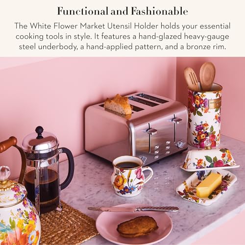 Enamel Utensil Holder (Flower Market White)