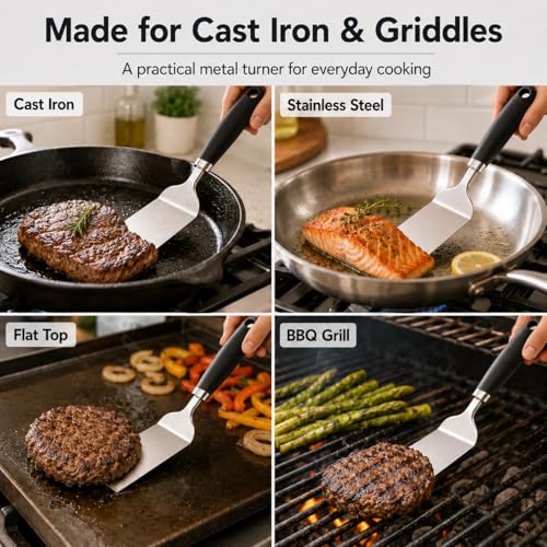 3 Piece Metal Spatula Set (Black-Metal Spatula 3 Pack)
