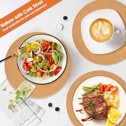 6 Pack Extra Large Cork Trivet (07-9.5 Inch 6pcs Round)