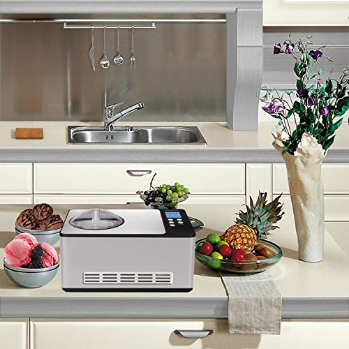 Ice Cream Maker Machine & Yogurt Automatic 2 Qt. with Built (2 Quart / Stainless Steel)