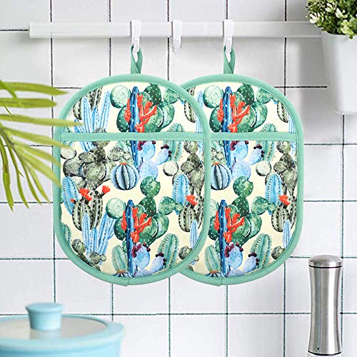 Pot Holders with Transparent Clear Silicone Shell and Nice Cactus Flower (Potholders / Cactus Flower)