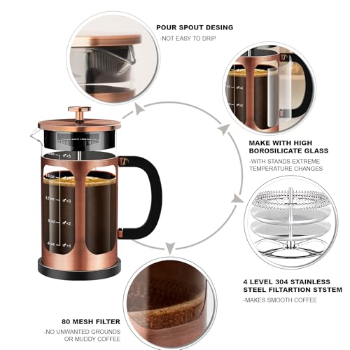 French Press Coffee Maker (Copper / 21 oz)