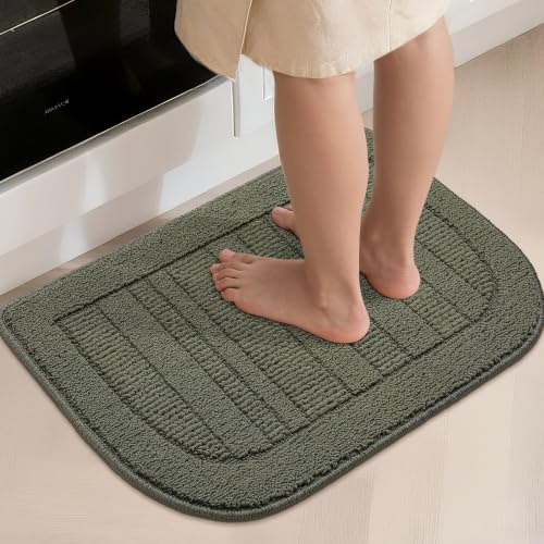 30x18 Inch Kitchen Rugs Non Slip Washable Kitchen Sink Rug (1'6" x 2'6" (Semicircular) / Green)