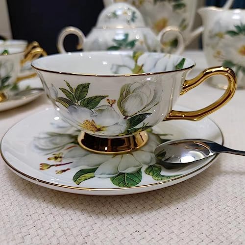 Chinese Bone China Coffee Tea Set (Camellia Tea Set)