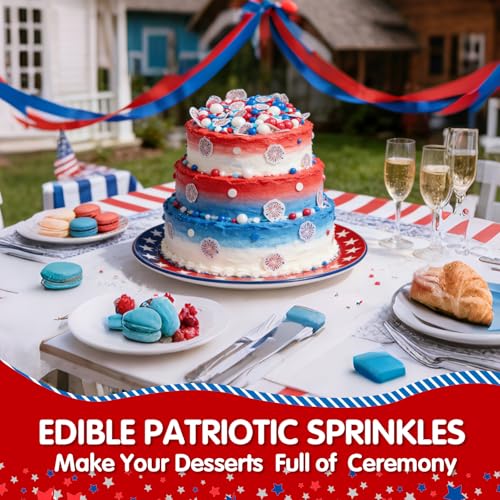 Edible Red White Blue Confetti Sprinkles (Patriotic Mix)
