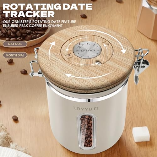 22OZ Coffee Canister Airtight Stainless Steel (Cream / 22 oz)