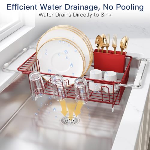 Red Dish Drying Rack in Sink (Red / For 12"-30"w Sink)