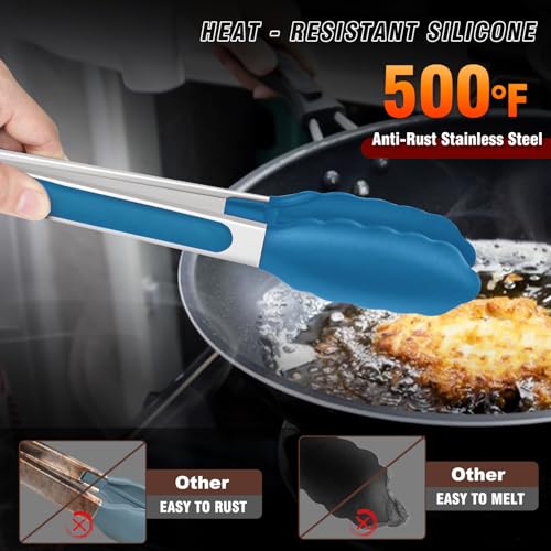 Kitchen Tongs (7+9+12inch / Blue)