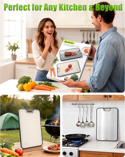 Non Toxic Titanium Cutting Board for Kitchen (Titanium / 16"L + 18.1"L)