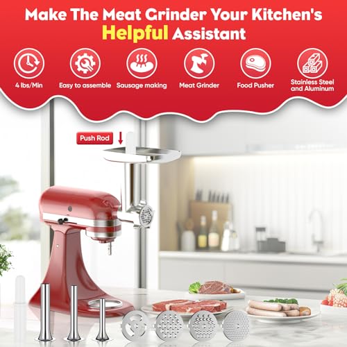 Meat Grinder for KitchenAid Mixer (Silver)