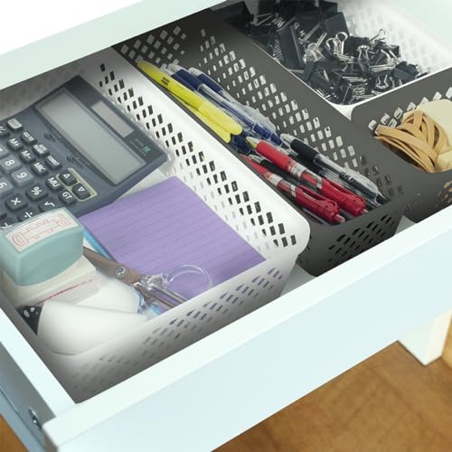 Plastic Storage Basket Set (White / Small)