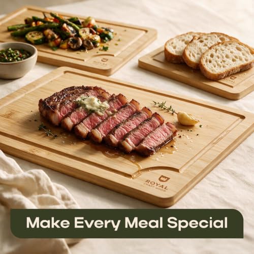 Wooden Cutting Boards for Kitchen Meal Prep & Serving (3-Piece / Natural)