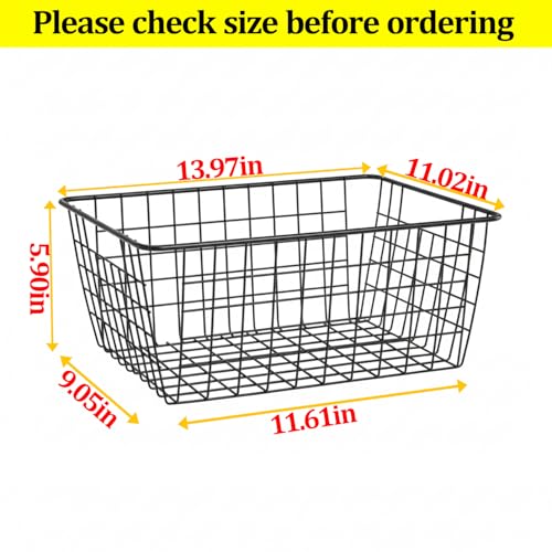 Kitchen Wire Baskets Farmhouse Decor Metal Food Storage Organizer (Black / 4 Pack Big)