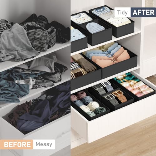 Drawer Organizer Clothes Storage (Black / 28 Pack)